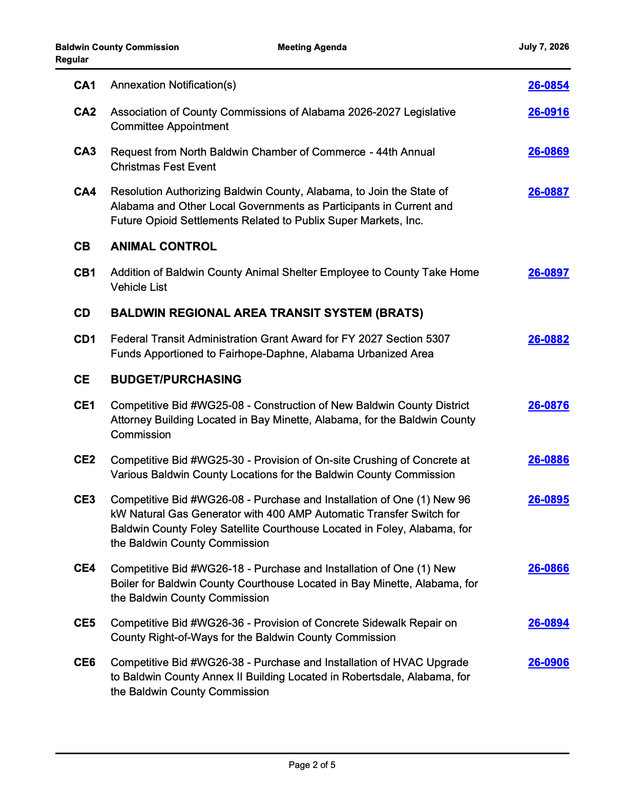 Agenda excerpt for item CA4