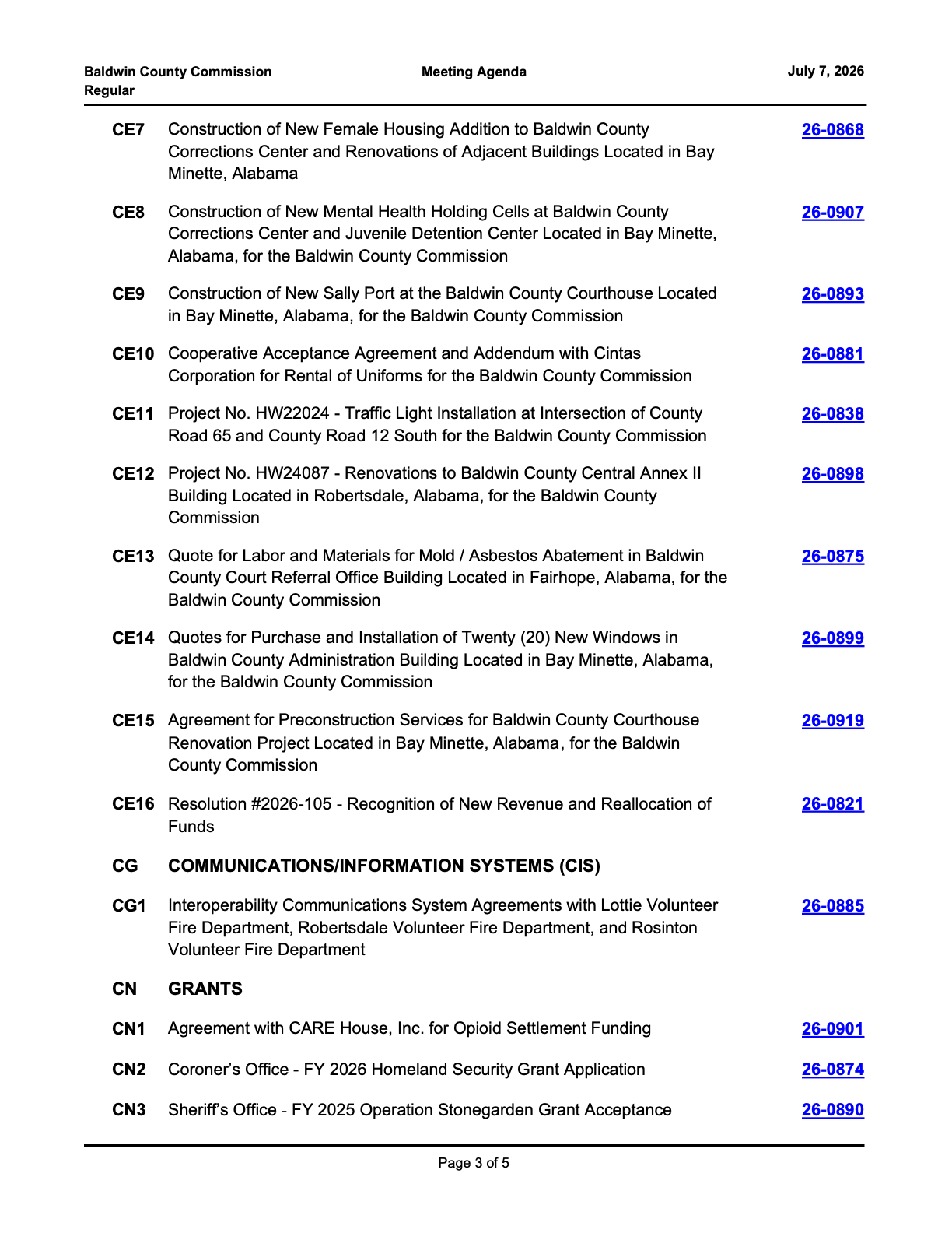 Agenda excerpt for item CE8