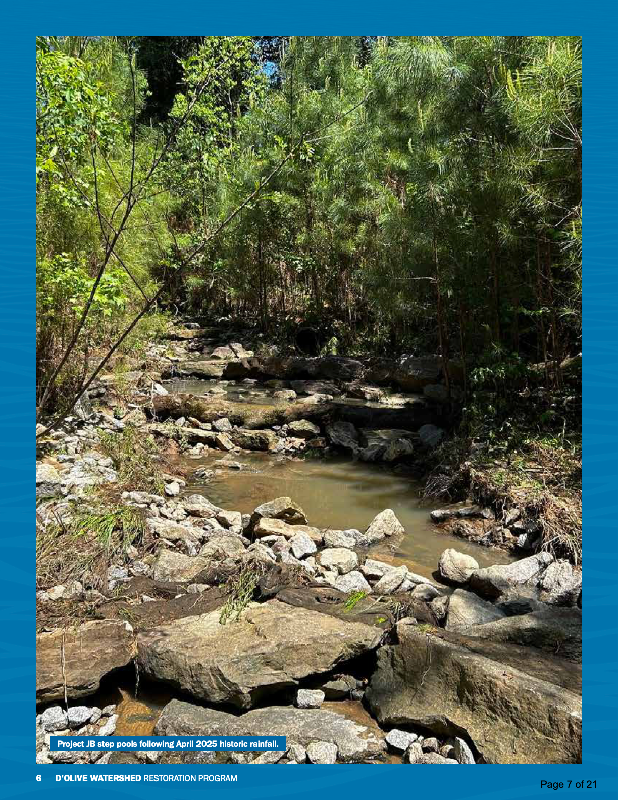 Project JB's rock step pools after the April 2025 rainfall