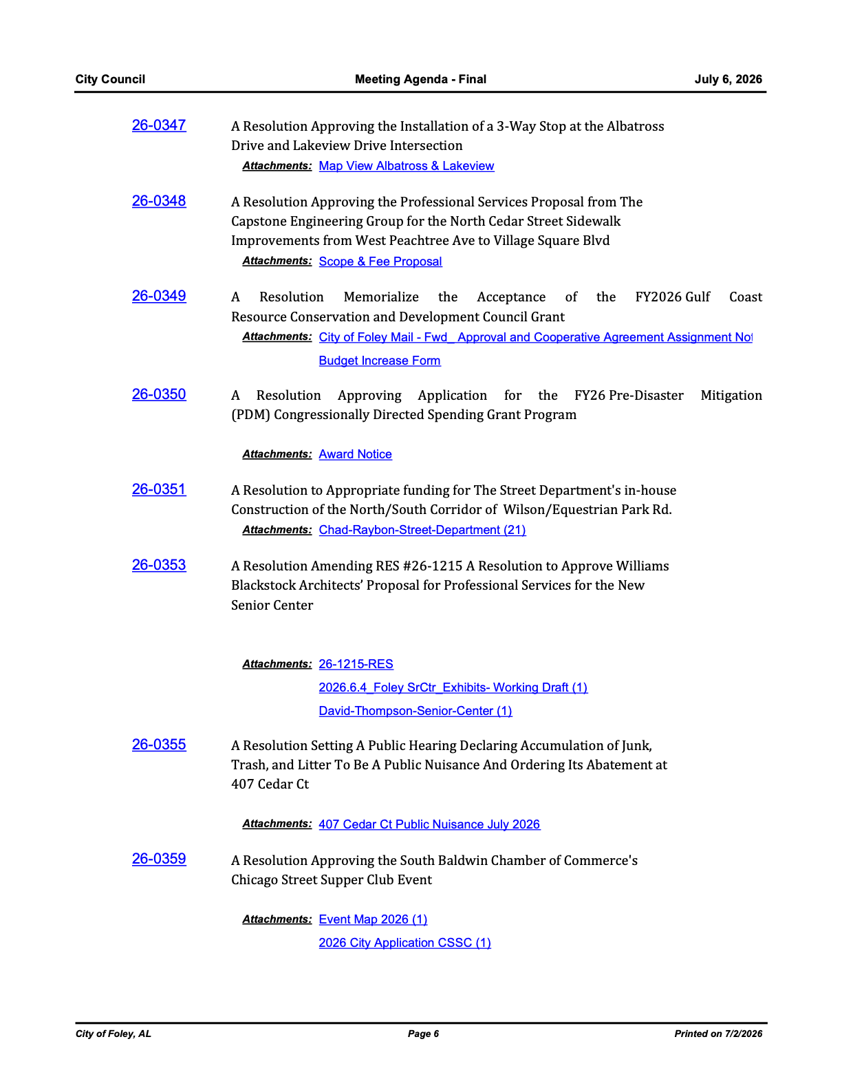 Agenda excerpt for item 26-0347