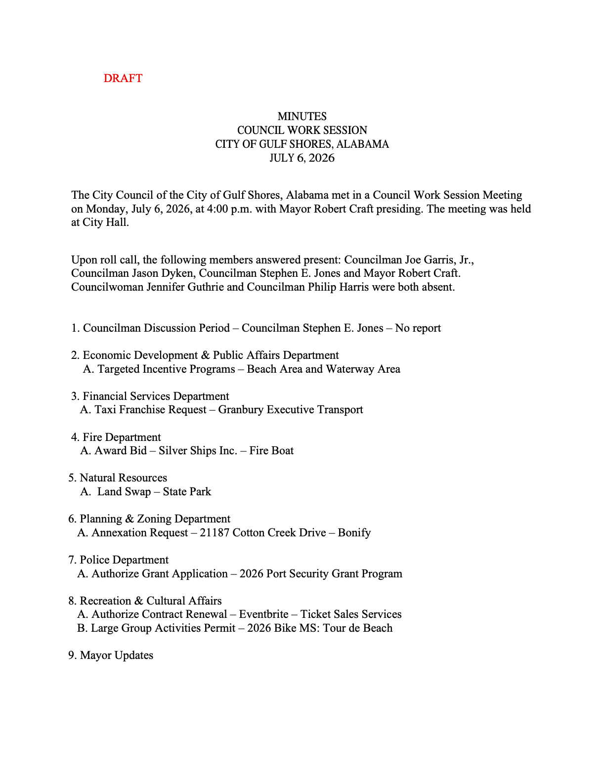 Meeting packet page with the Silver Ships fire boat resolution